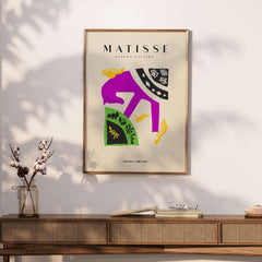 Matisse Art Prints - Purple Horse Abstract Figure Collage Poster displayed in a stylish interior setting.