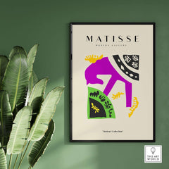 Matisse Art Prints - Purple Horse Abstract Figure Collage Poster featuring purple abstract shapes and green patterns.