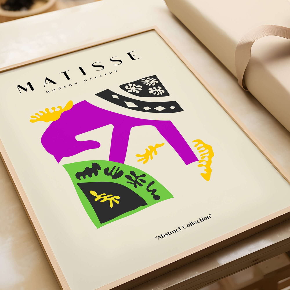 Matisse Art Prints - Purple Horse Abstract Figure Collage Poster featuring colorful abstract shapes and patterns.
