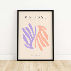 Matisse Art Prints - Purple Peach Abstract Leaves Poster featuring organic leaf shapes in soft purple and peach.
