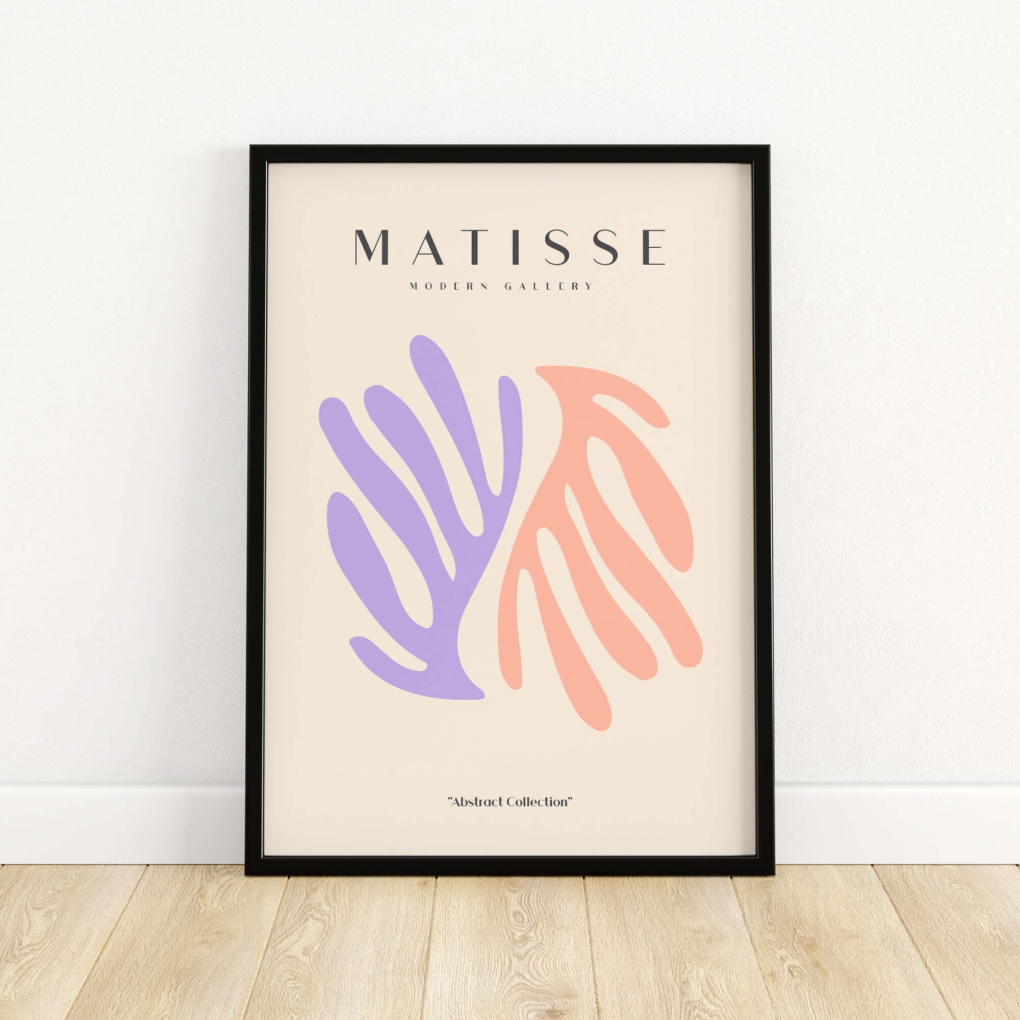 Matisse Art Prints - Purple Peach Abstract Leaves Poster featuring organic leaf shapes in soft purple and peach.