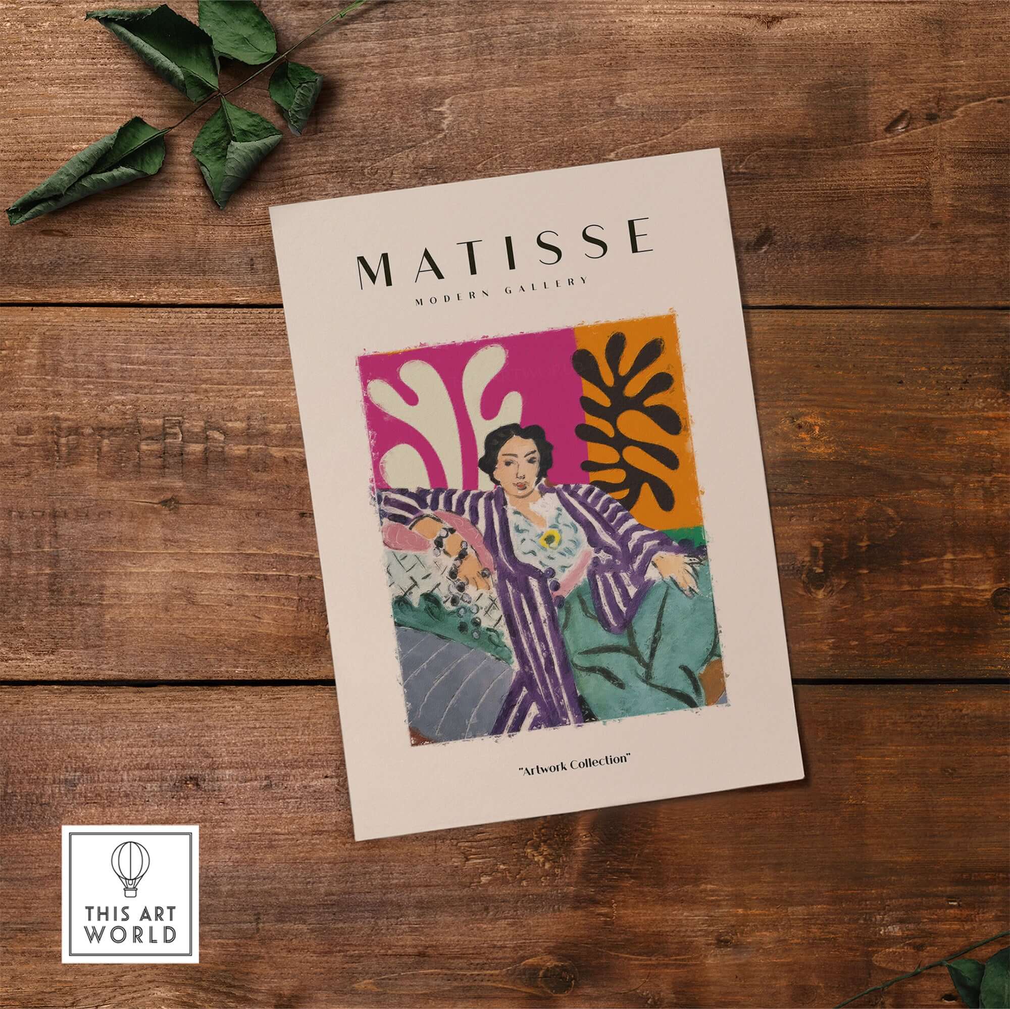 Matisse Art Prints - Reclining Woman Striped Robe Abstract Print featuring bold colors and abstract shapes.