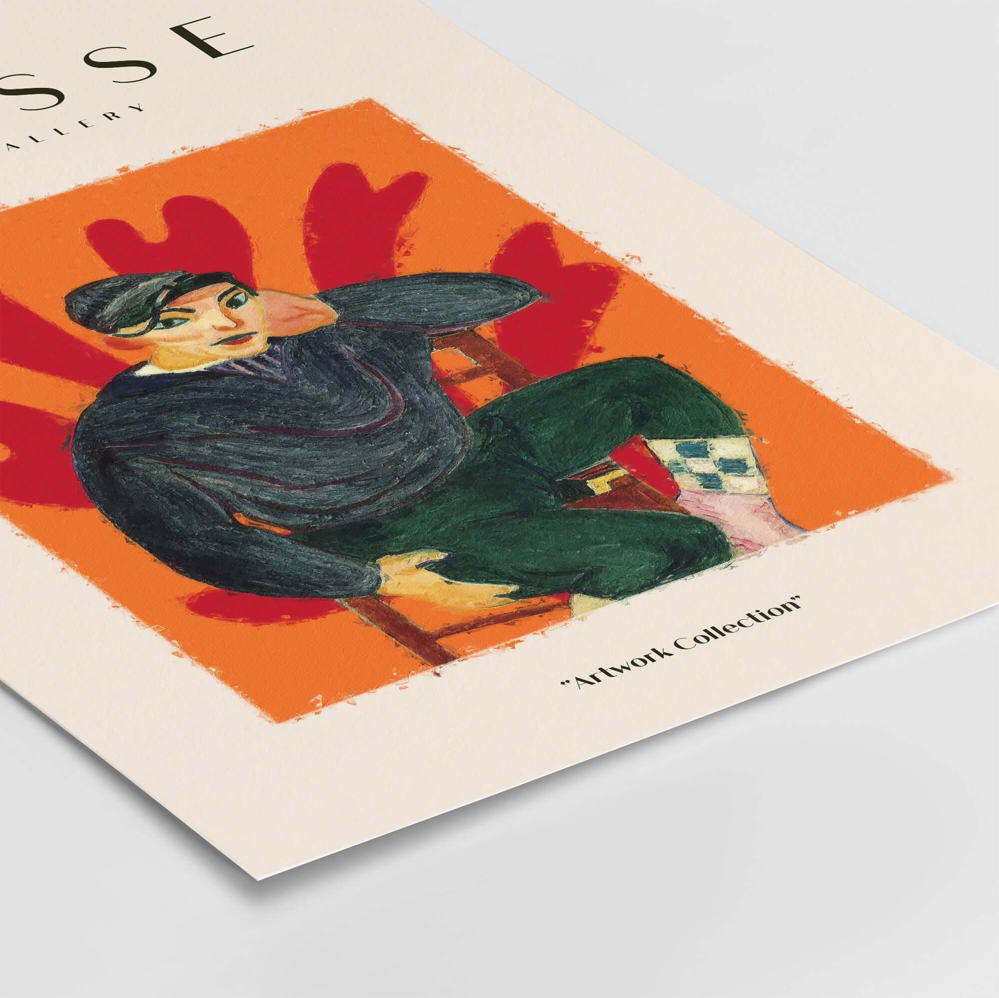 Matisse Art Prints - Seated Figure in Cap Poster featuring a young person in vibrant colors and bold abstract shapes.