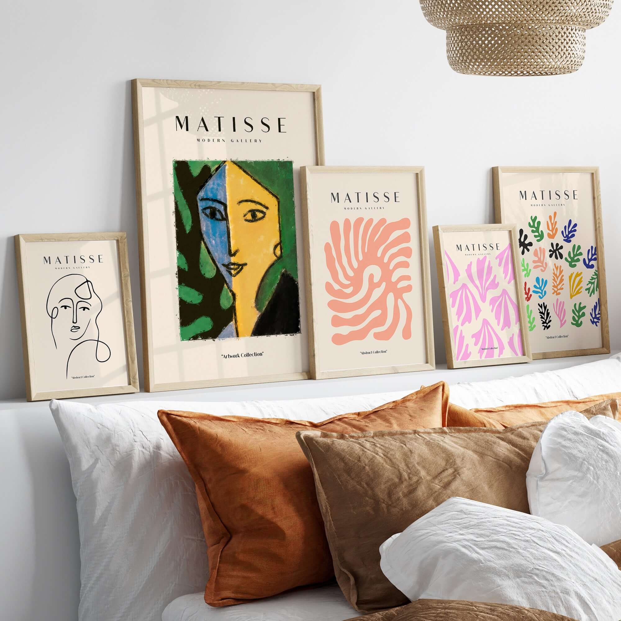 Matisse Art Prints - Split Face Blue Yellow Portrait Poster displayed in a modern home decor setup.