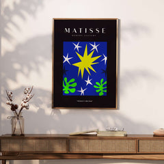 Matisse Art Prints - Stars Leaves Night Sky Abstract Print featuring vibrant colors and celestial themes.