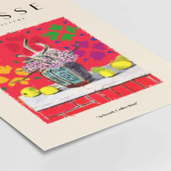 Matisse Art Prints -  Still Life Flowers Lemons Red Pattern Poster vibrant vase flowers lemons red background