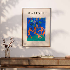 Matisse Art Prints - The Dance Figures Abstract Sky Poster featuring vibrant orange dancers on a colorful background.