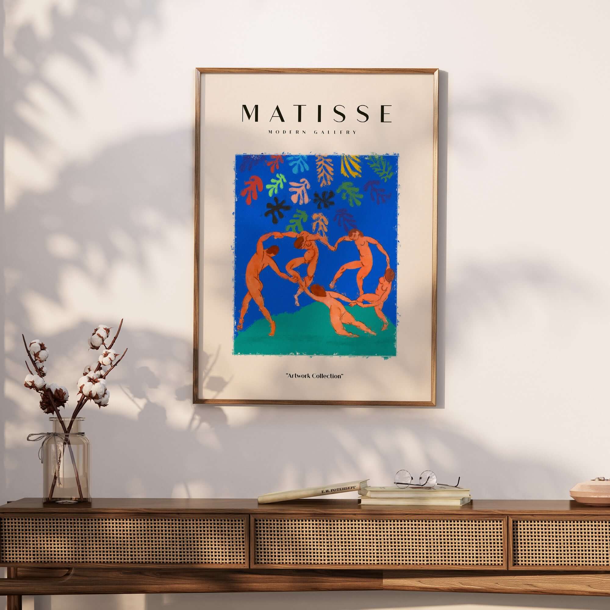 Matisse Art Prints - The Dance Figures Abstract Sky Poster featuring vibrant orange dancers on a colorful background.