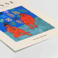 Matisse Art Prints -  Two Figures Flute Poster featuring two expressive orange figures on a blue background.