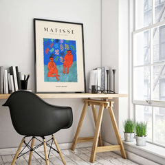 Matisse Art Prints - Two Figures Flute Poster displayed in a stylish interior with modern furniture and natural light.