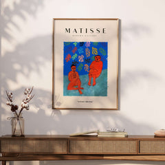Matisse Art Prints -  Two Figures Flute Poster featuring two figures on a vibrant background with abstract leaves.