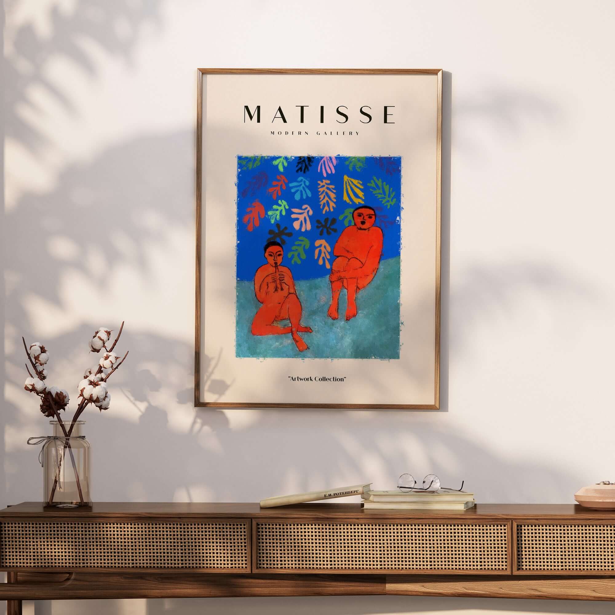Matisse Art Prints -  Two Figures Flute Poster featuring two figures on a vibrant background with abstract leaves.