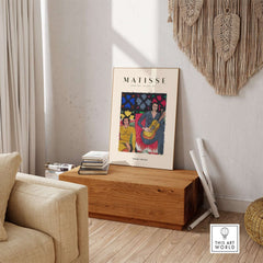 Matisse Art Prints - Two Women Guitar Interior Scene Poster displayed in a cozy living room setting.