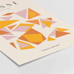 Matisse Art Prints - Warm Tone Geometric Triangles Poster showcasing warm geometric shapes in orange, pink, and beige.
