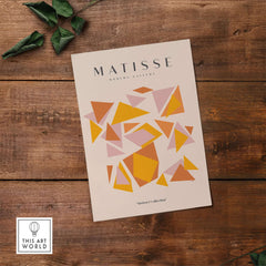 Matisse Art Prints - Warm Tone Geometric Triangles Poster showcasing warm triangles in oranges, yellows, and pinks.