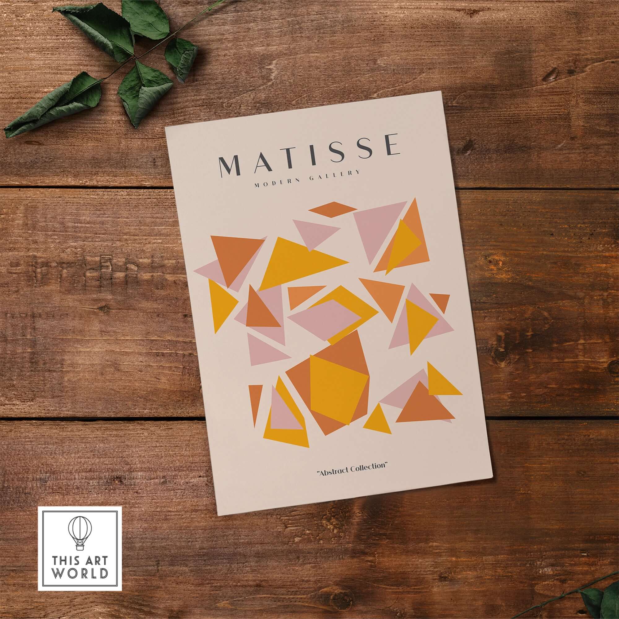 Matisse Art Prints - Warm Tone Geometric Triangles Poster showcasing warm triangles in oranges, yellows, and pinks.