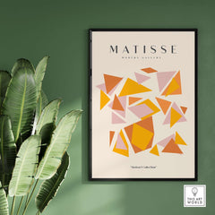Matisse Art Prints - Warm Tone Geometric Triangles Poster showcasing warm colored geometric shapes against a beige background.