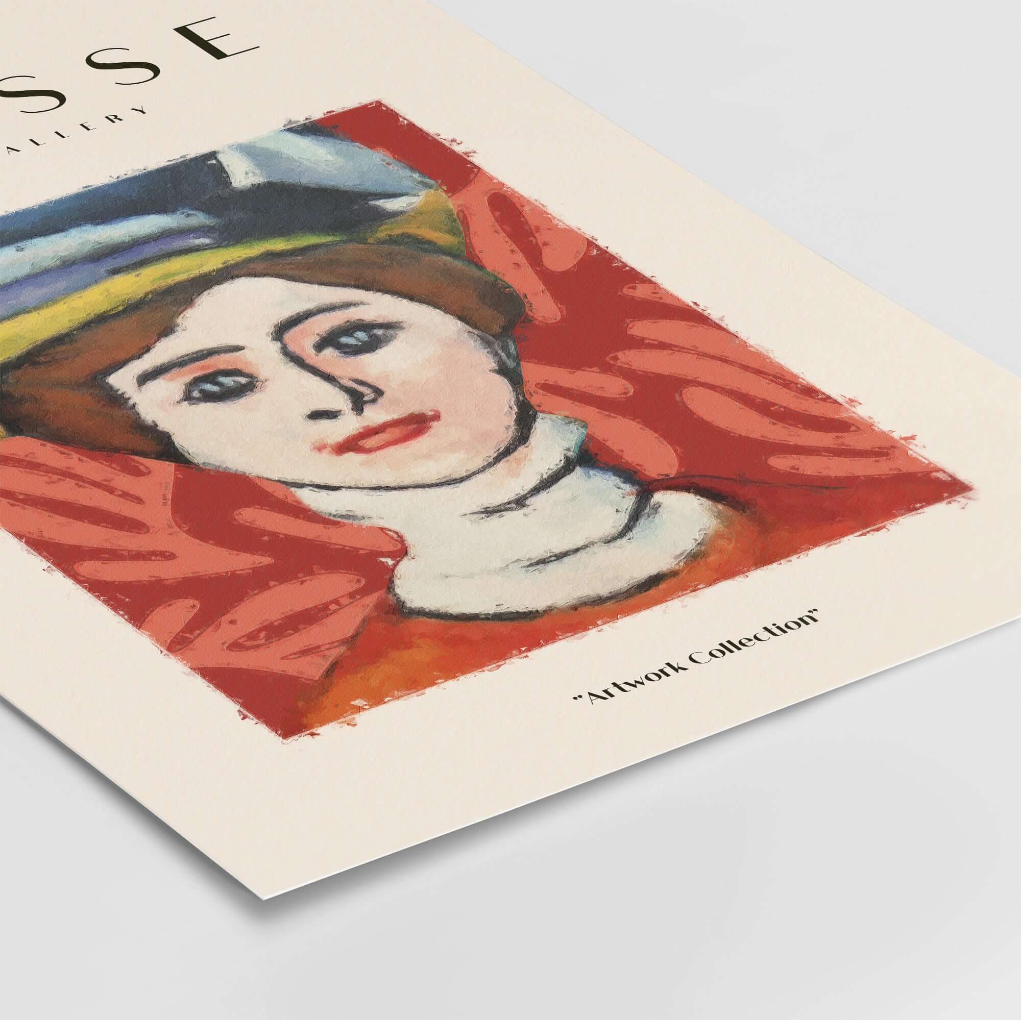 Matisse Art Prints - Woman in Elaborate Hat Portrait Poster with vibrant colors and detailed features.
