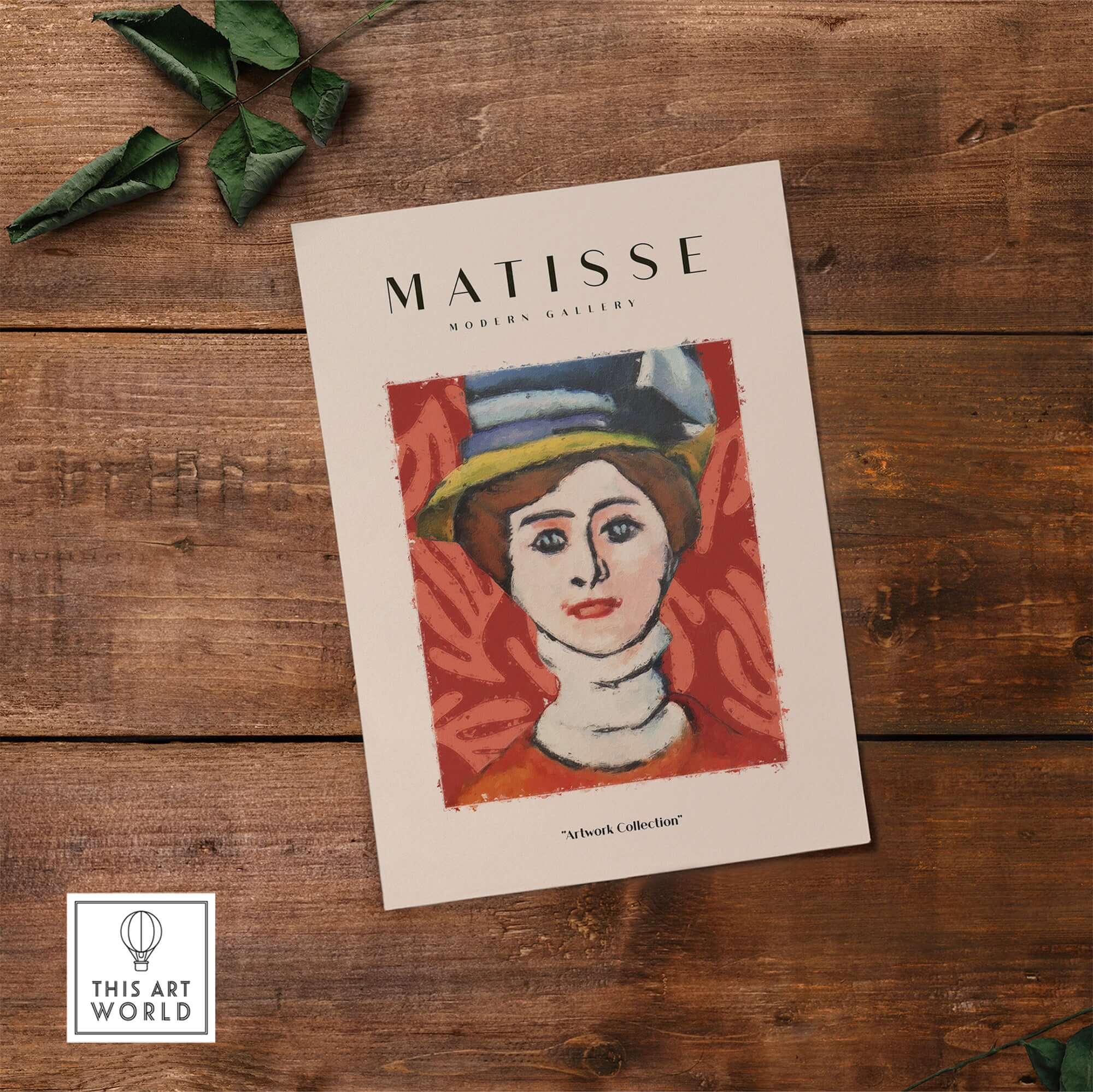 Matisse Art Prints - Woman in Elaborate Hat Portrait Poster showcasing a colorful portrait of a woman with a hat.