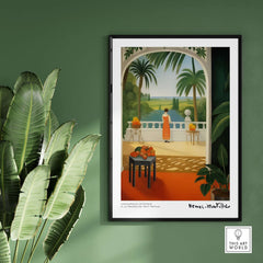 Matisse Art Prints - Woman on Balcony Sea View Poster featuring a woman in an orange dress overlooking a calm sea.