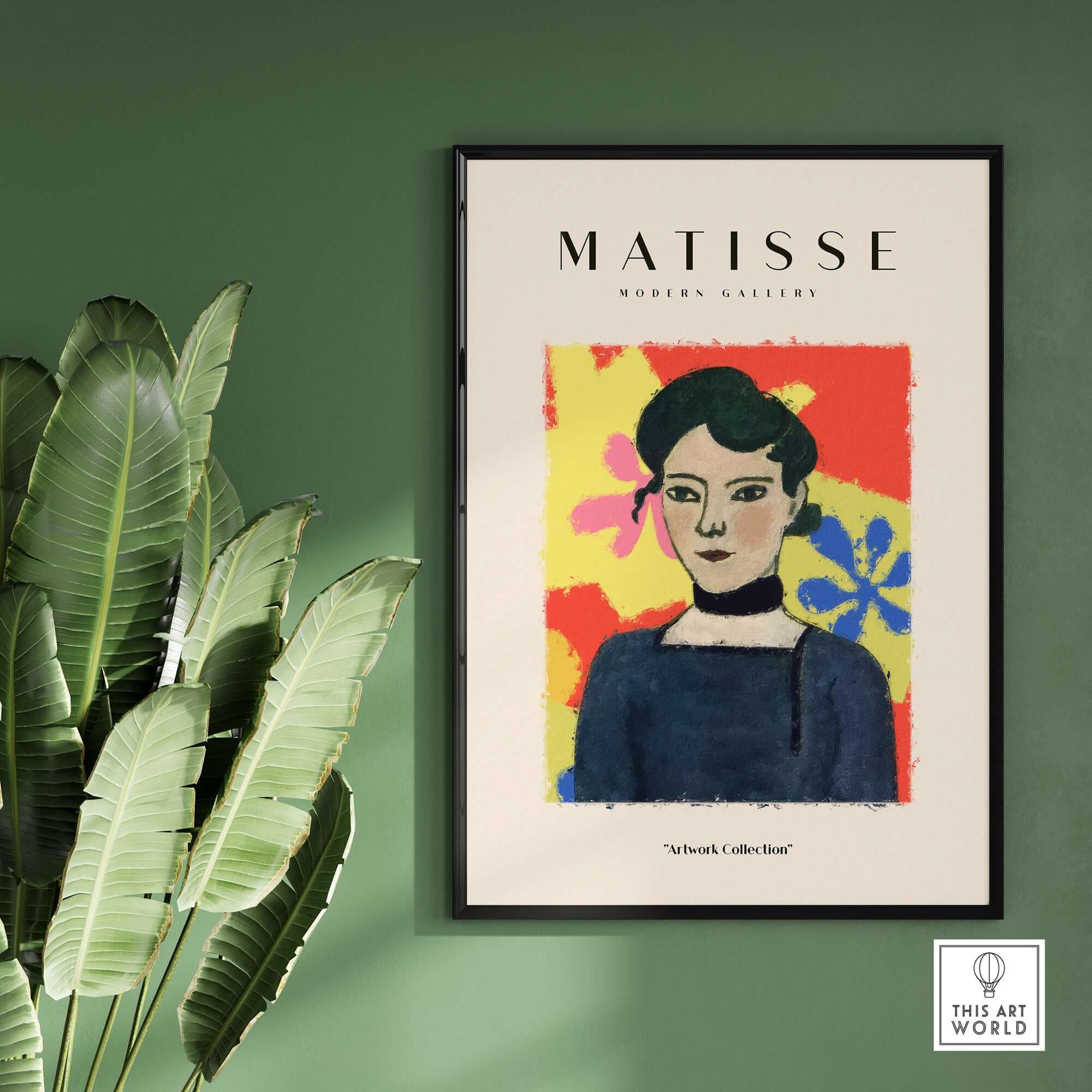 Matisse Art Prints - Woman Portrait Abstract Floral Poster featuring vibrant colors and engaging portrait design.