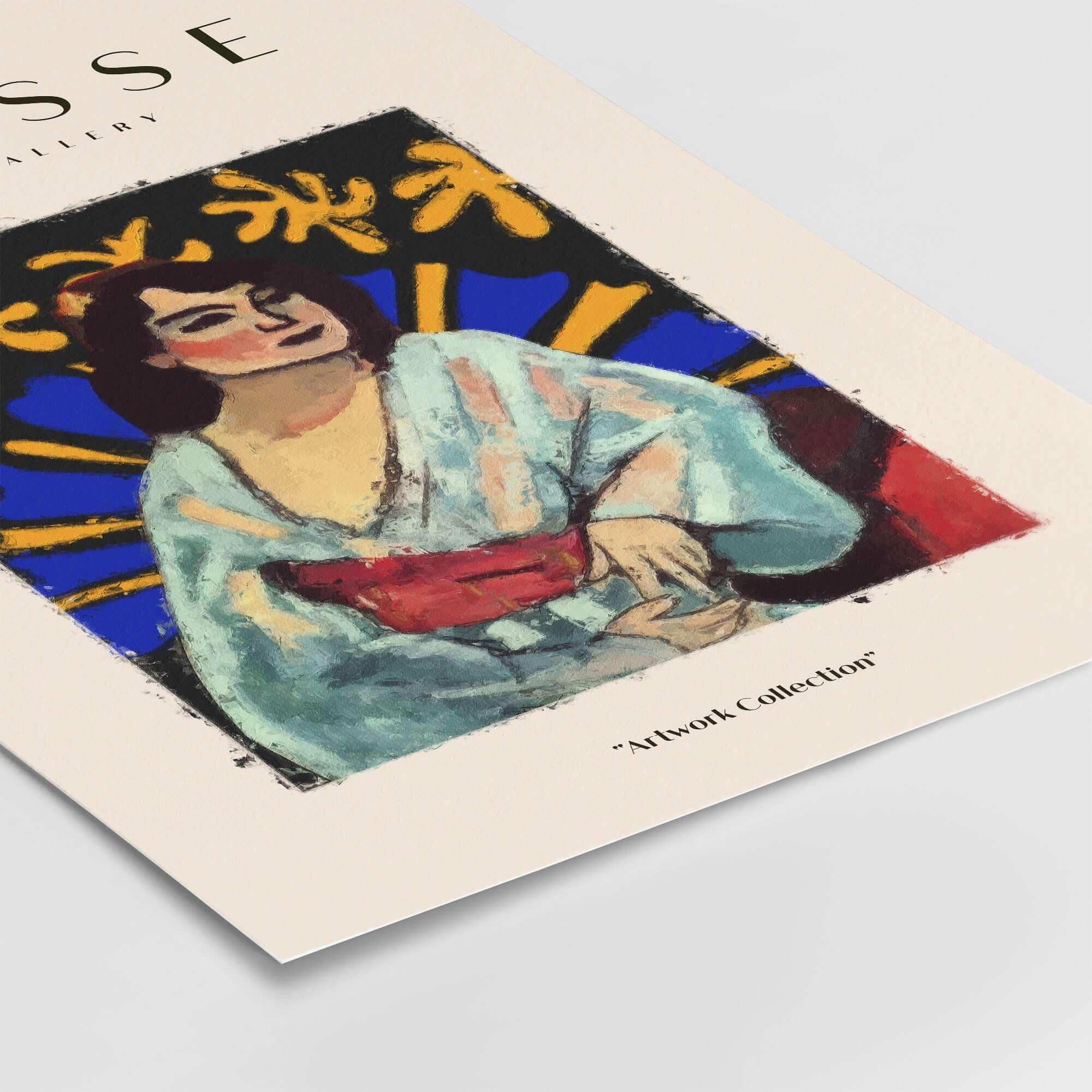 Matisse Art Prints -  Woman Robe Abstract Stained Glass Effect Poster featuring a woman in a robe against a colorful background.