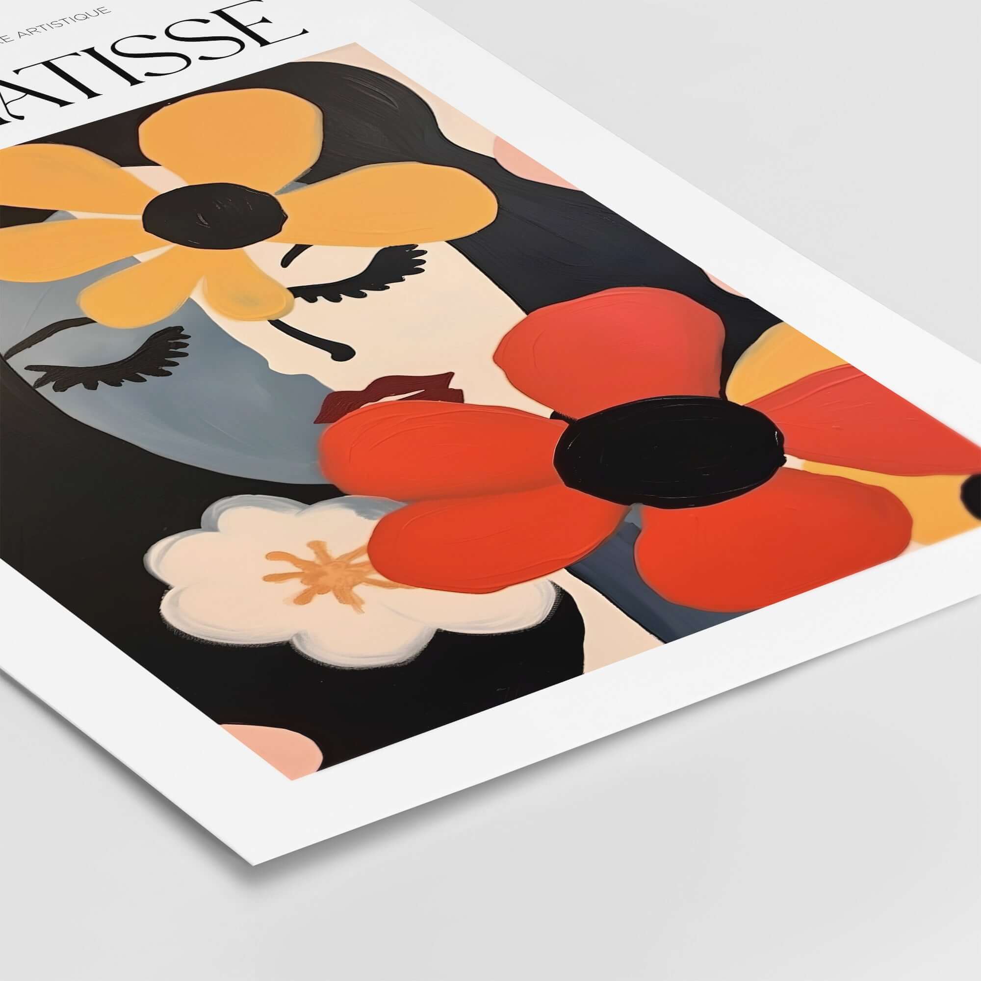 Matisse Art Prints - Woman with Flowers Abstract Art Print featuring bold colors and floral designs.