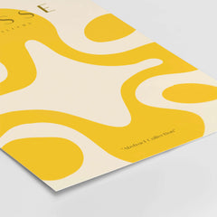 Matisse Art Prints -   Yellow Abstract Fluid Shape Poster showcasing vibrant yellow abstract shapes on a beige background.