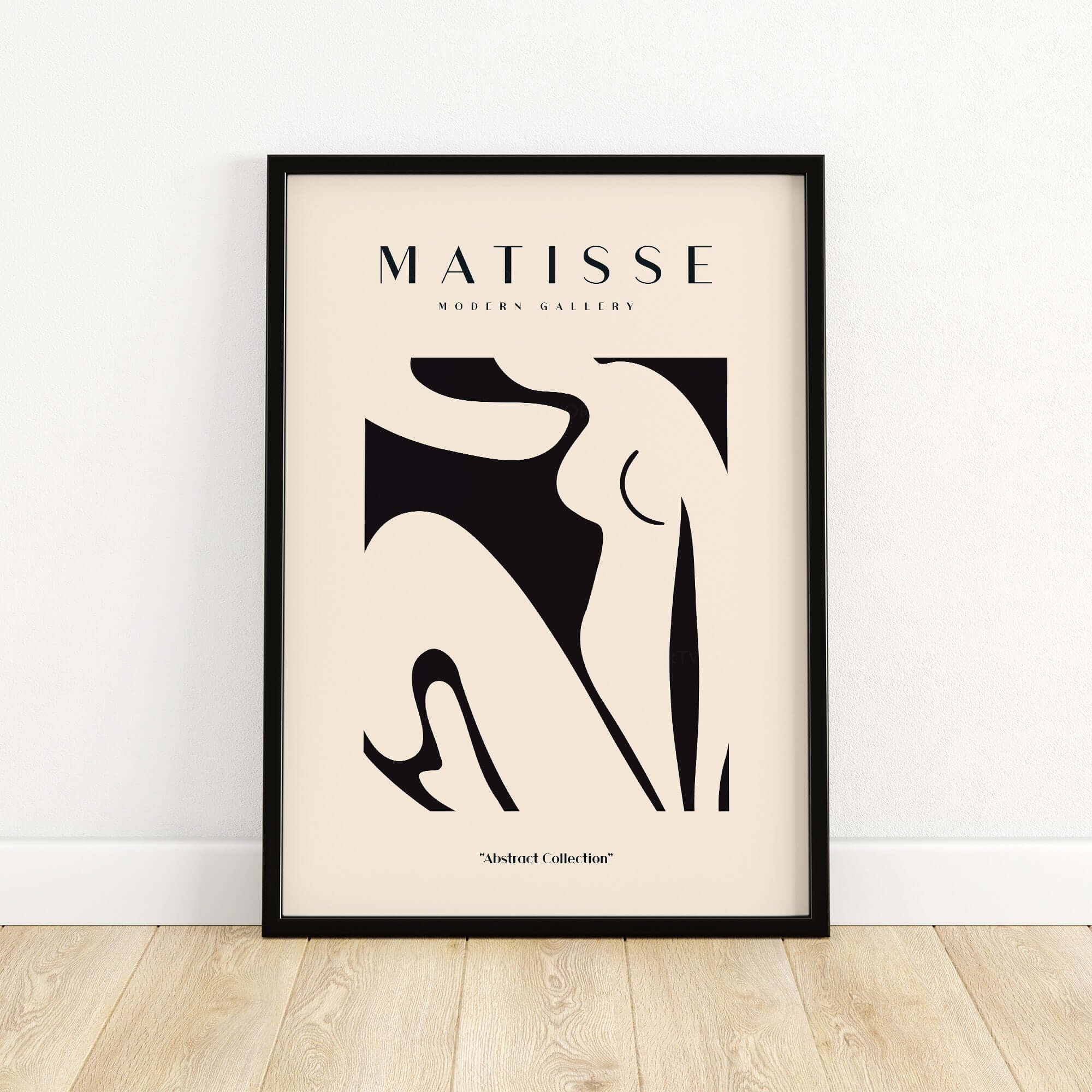 Matisse Art Prints - Black Abstract Nude Figure Poster featuring minimalist silhouette art in black and beige.