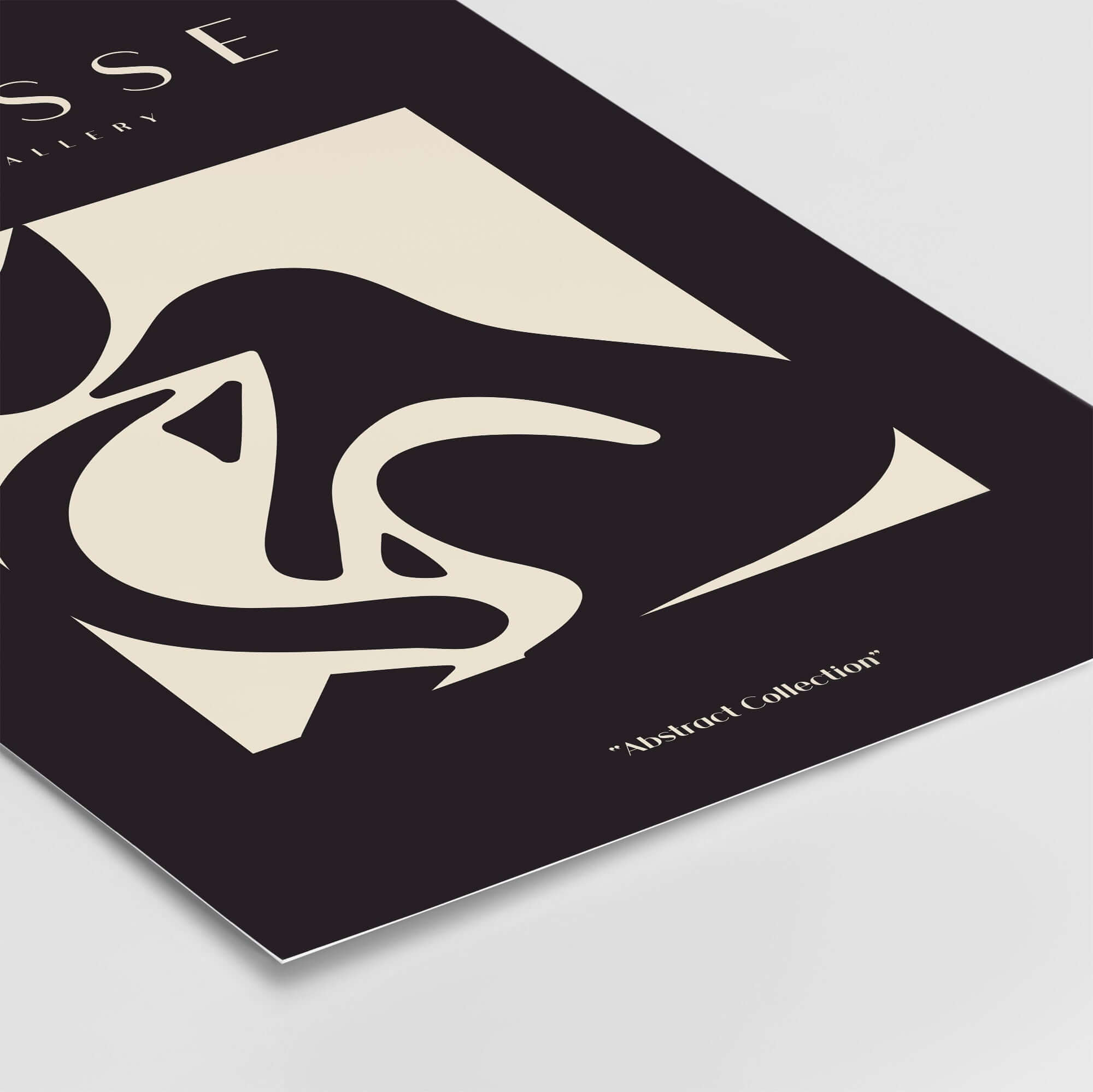 Matisse Art Prints - Black Beige Abstract Composition Poster featuring bold abstract shapes on a defined rectangular space.