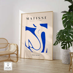 Matisse Art Prints - Blue Nude Abstract Cut Out Wall Art displayed in modern gallery setting.