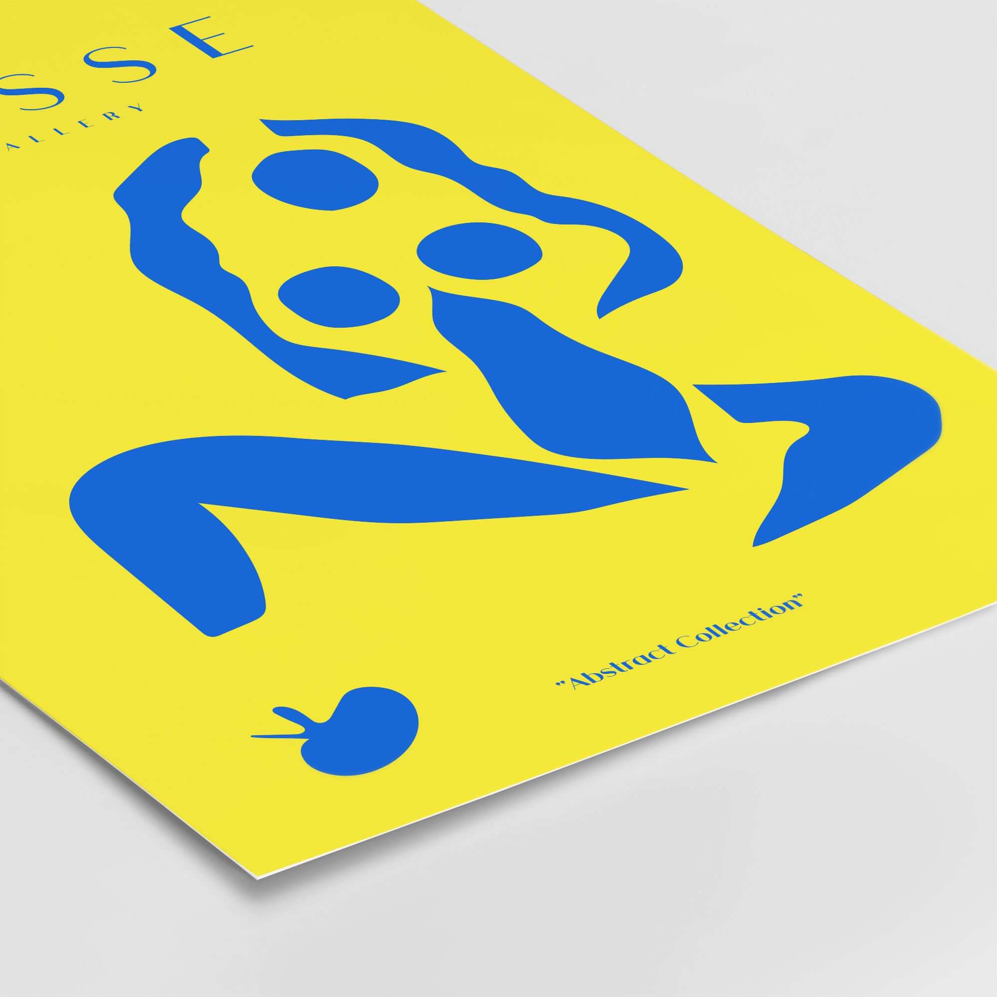 Matisse Art Prints - Blue Nude Abstract Figure Yellow Poster featuring a blue abstract figure on a bright yellow background.