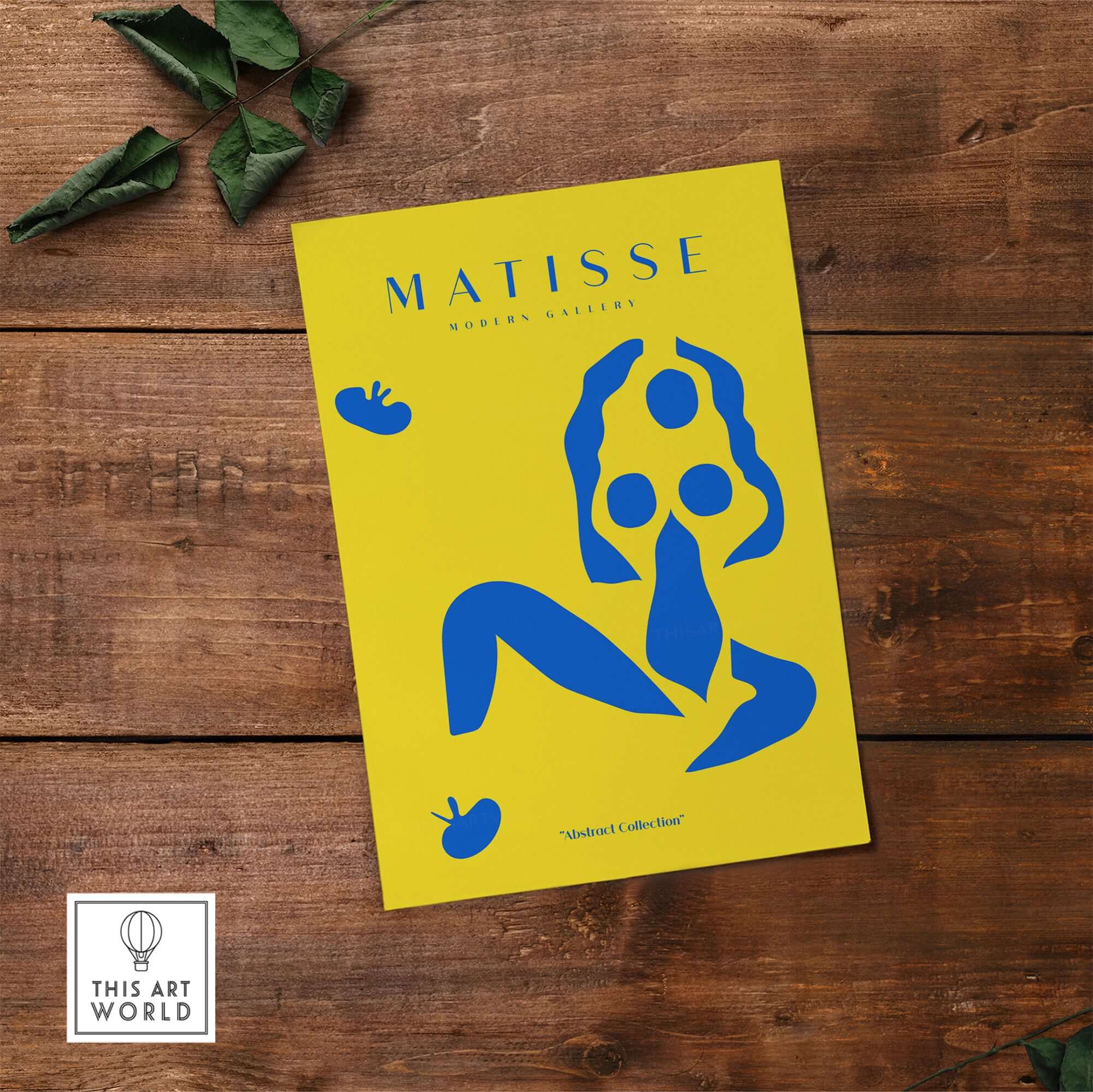 Matisse Art Prints - Blue Nude Abstract Figure Yellow Poster featuring a dynamic blue figure on a vibrant yellow background.