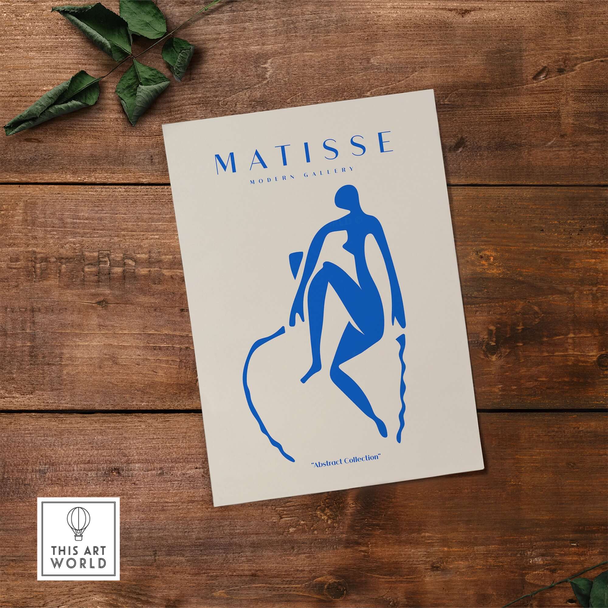 Matisse Art Prints -  Blue Nude Seated Figure Poster showcasing a blue silhouette on a beige background.