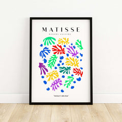 Matisse Art Prints - Colourful Scattered Abstract Leaves Dots Poster - colorful leaf shapes on white background