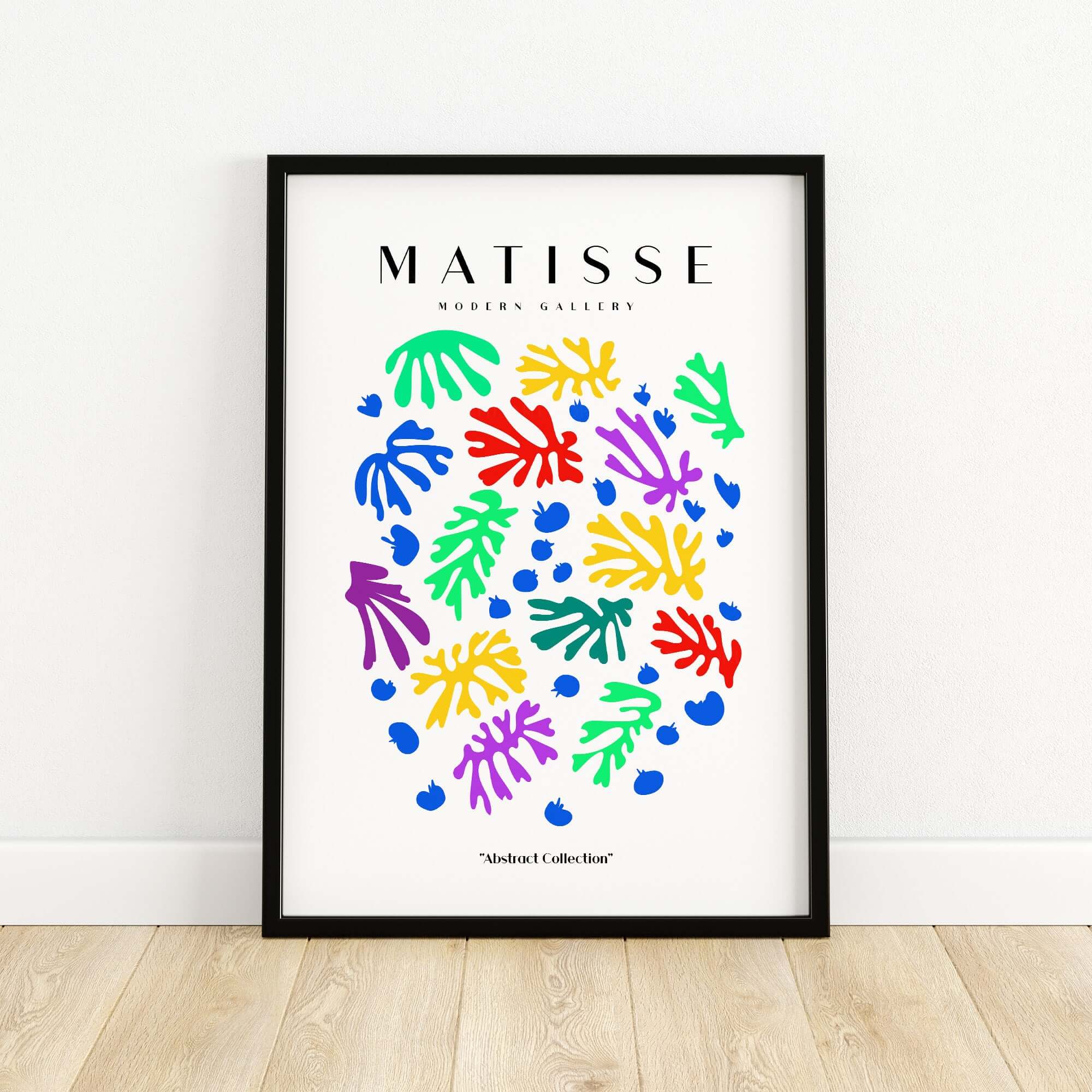 Matisse Art Prints - Colourful Scattered Abstract Leaves Dots Poster - colorful leaf shapes on white background