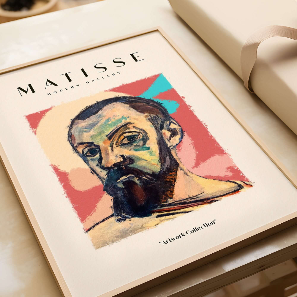 Matisse Art Prints - Expressive Self Portrait Poster featuring a colorful bearded man illustration.
