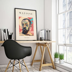 Matisse Art Prints - Expressive Self Portrait Poster displayed in a modern workspace setting.