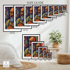 Matisse Art Prints - Fauvist Self Portrait Art Print size guide showing various frame sizes for artwork display.