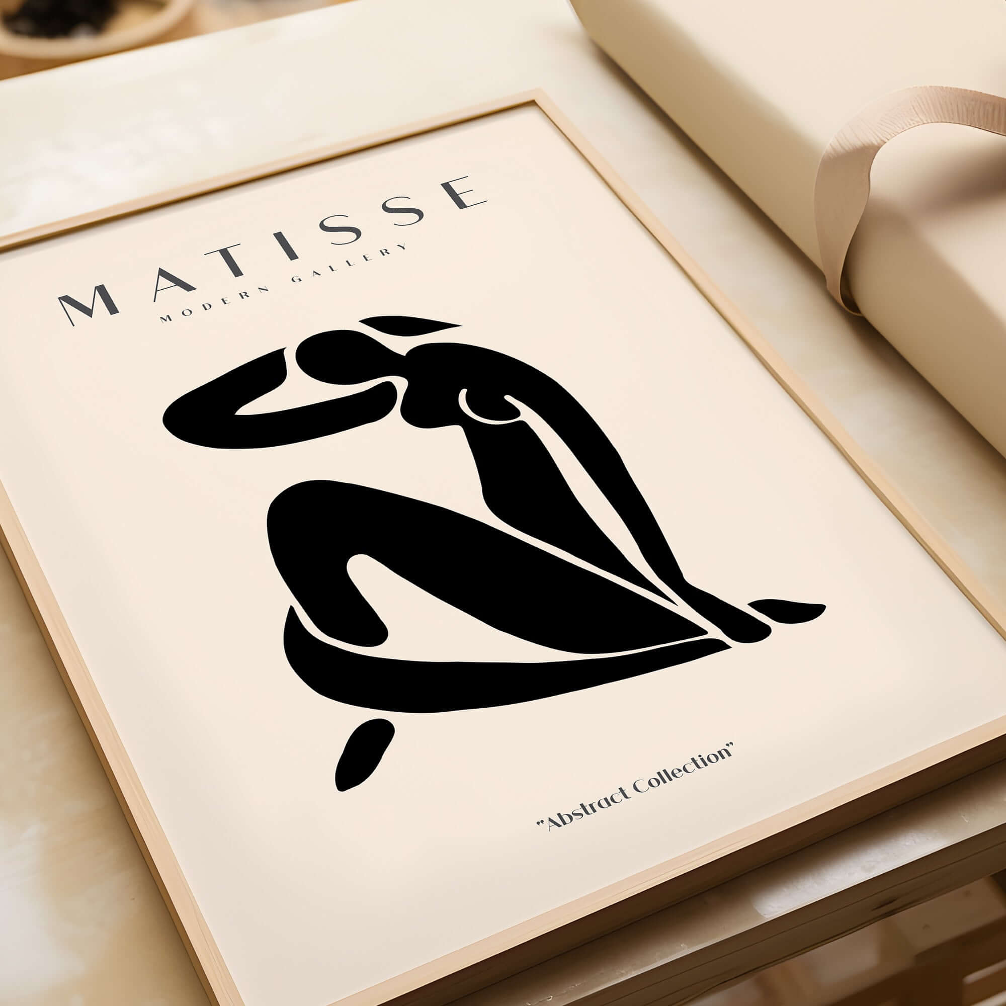 Matisse Art Prints - Figurative Lady Poster Art featuring a black silhouette of a seated woman in minimalist style.