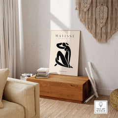 Matisse Art Prints - Figurative Lady Poster Art displayed in a stylish interior with minimalist decor.