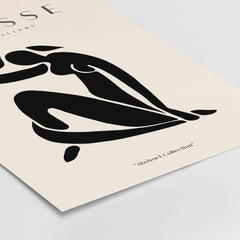 Matisse Art Prints - Figurative Lady Poster Art featuring a bold black silhouette of a seated woman on beige background