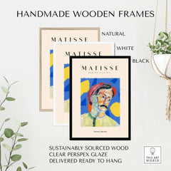 Matisse Art Prints -  Abstract Man Portrait Poster, displayed in handmade wooden frames available in natural, white, and black.