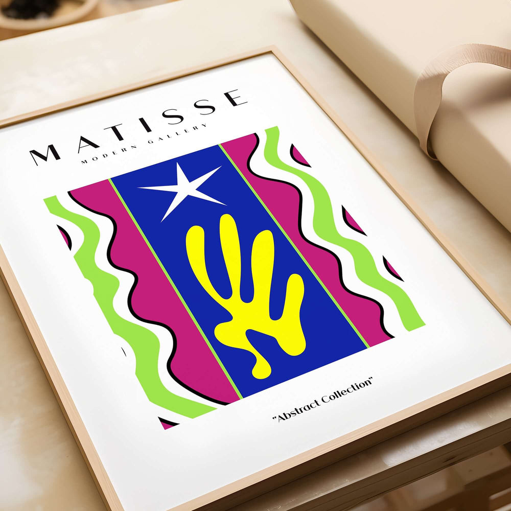 Matisse Art Prints - Jazz Abstract Star Hand Waves Poster in vibrant colors with a star and hand design.