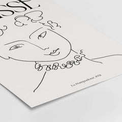 Matisse Art Print La Pompadour 1951 Minimalist Line Drawing Poster showcasing expressive female portrait