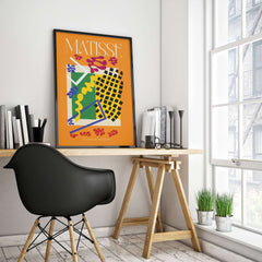 Matisse Art Print - Les Codomas Jazz 1947 Abstract Cut Out Art Poster displayed in a modern workspace.