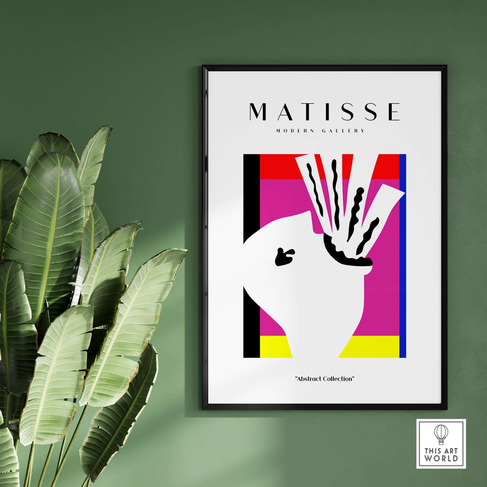 Matisse Art Prints -Abstract Head  Jazz Series Colorful Blocks Wall Art featuring a bold abstract head against vibrant colors.