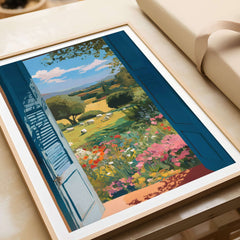 Matisse Open Window Art Print | Country View with Sheep Poster showcasing a serene countryside landscape with sheep.