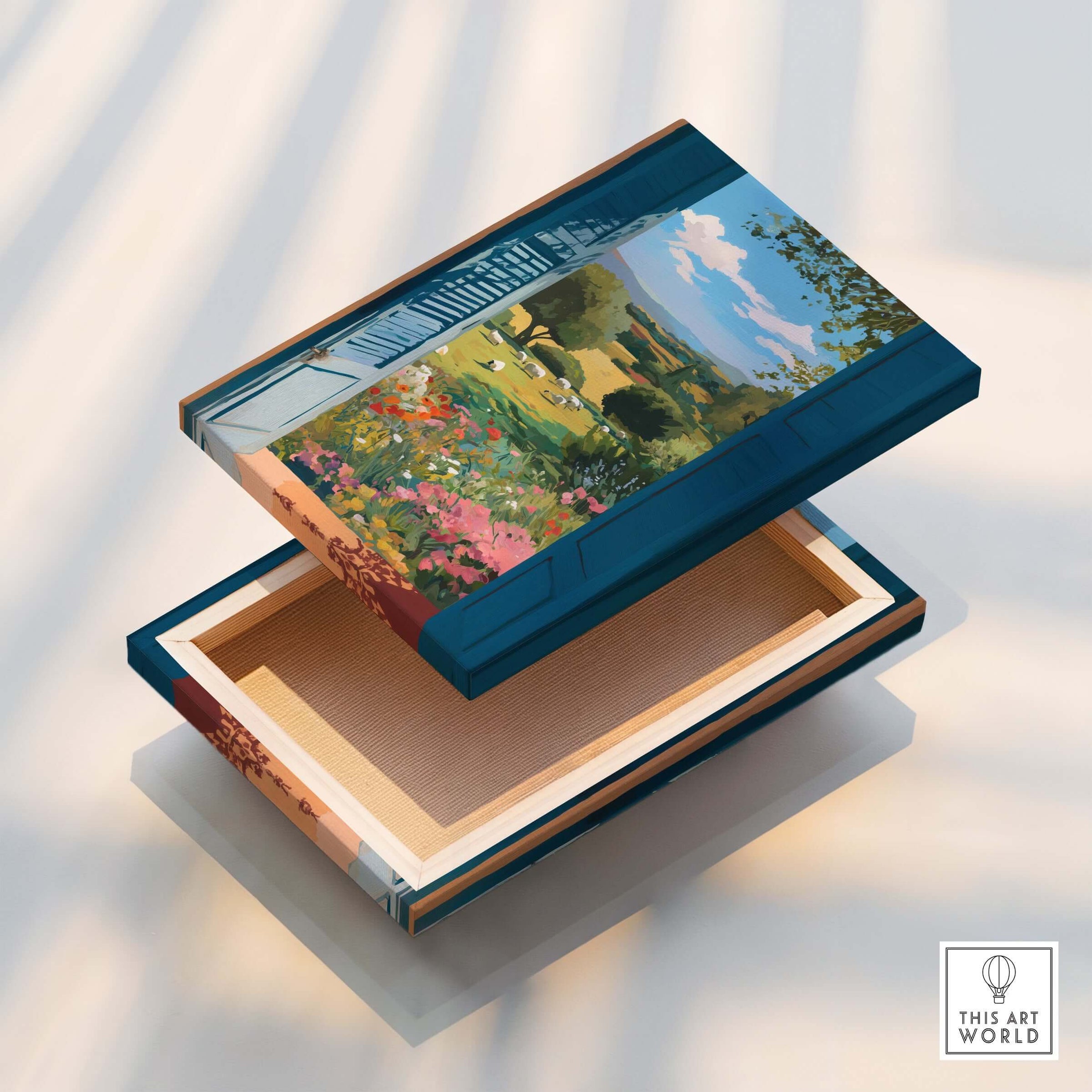 Matisse Open Window Art Print | Country View with Sheep Poster decorative box showcasing colorful countryside design.