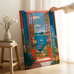 Matisse Open Window Sea View Balcony Art Print | Matisse Inspired featuring a vibrant Mediterranean vista.